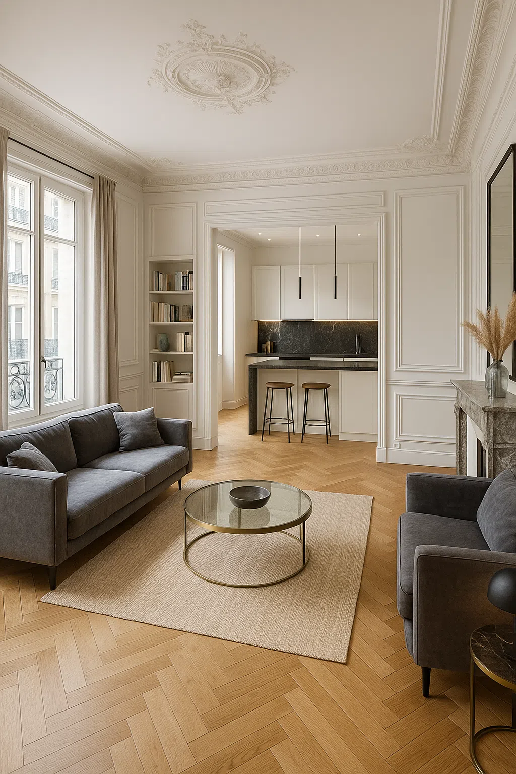 Plan de rénovation pour un appartement haussmannien de 100 m² à Paris : idées design 4 Plan de rénovation pour un appartement haussmannien de 100 m² à Paris : idées design