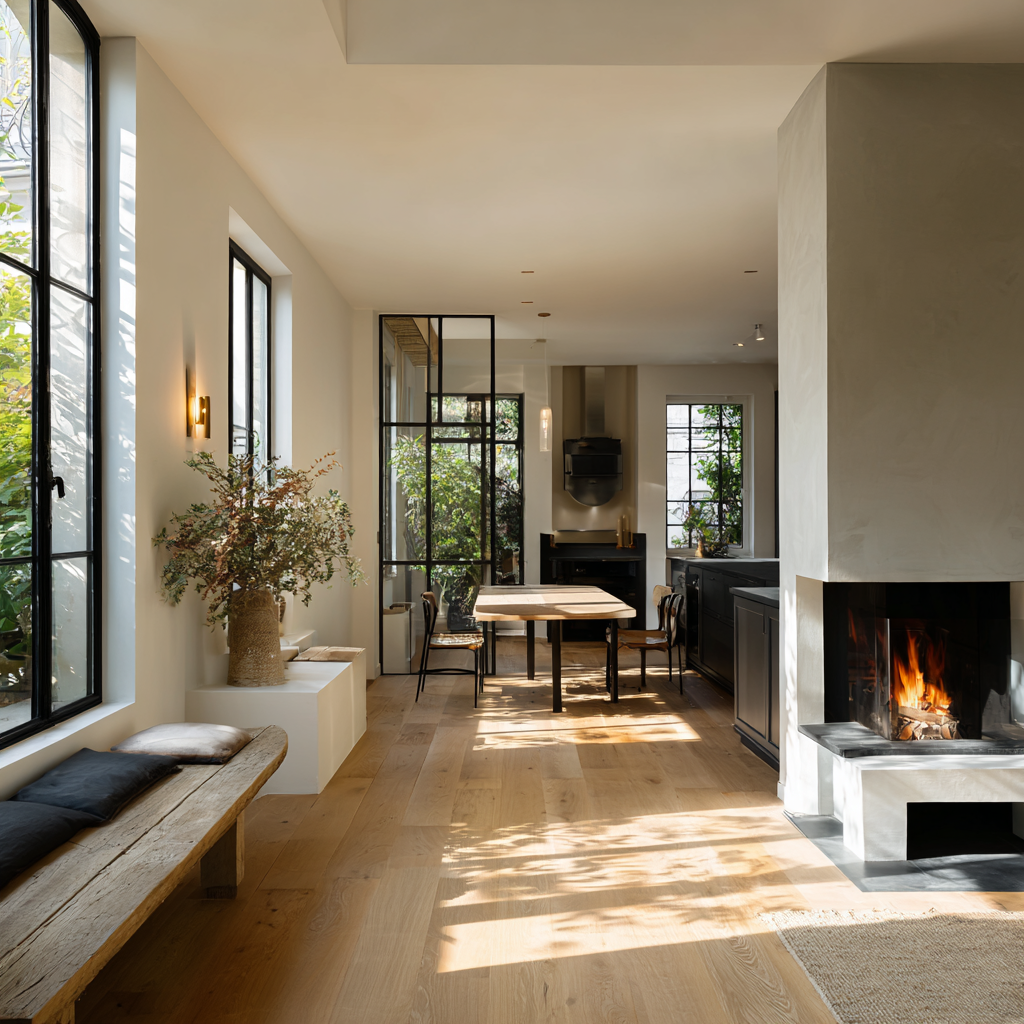 Valorisation d'une cheminée dans un salon de pavillon à Gif sur Yvette