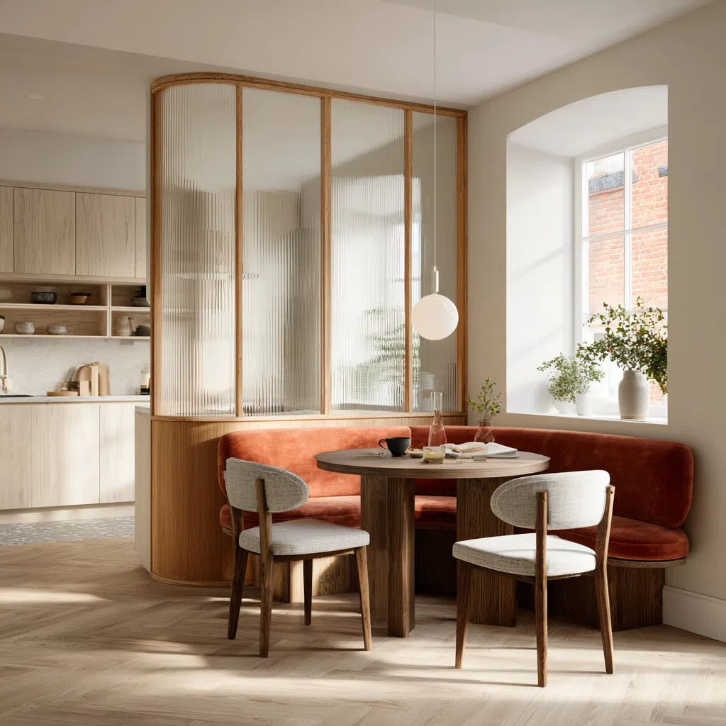 Architecte d’intérieur Essonne 2 Création d'un coin repas sur mesure avec verrière moderne à Brunoy