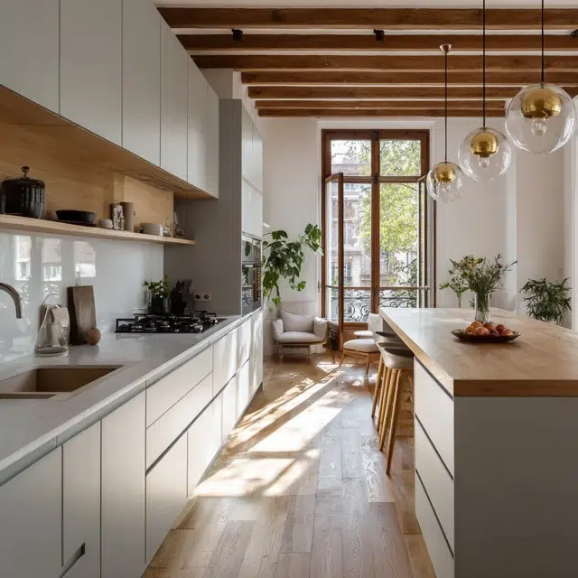 Réaménagement intérieur luxueux d'une cuisine ouverte dans une maison à Joinville le Pont